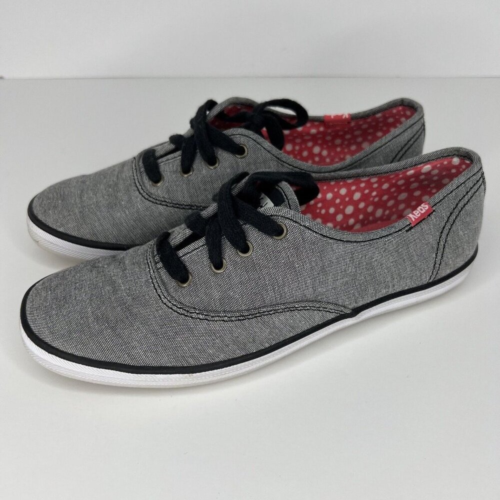 Keds Brand Womens Size 6 Classic Canvas Fashion Sneaker LaceUp Low Top Gray Shoe